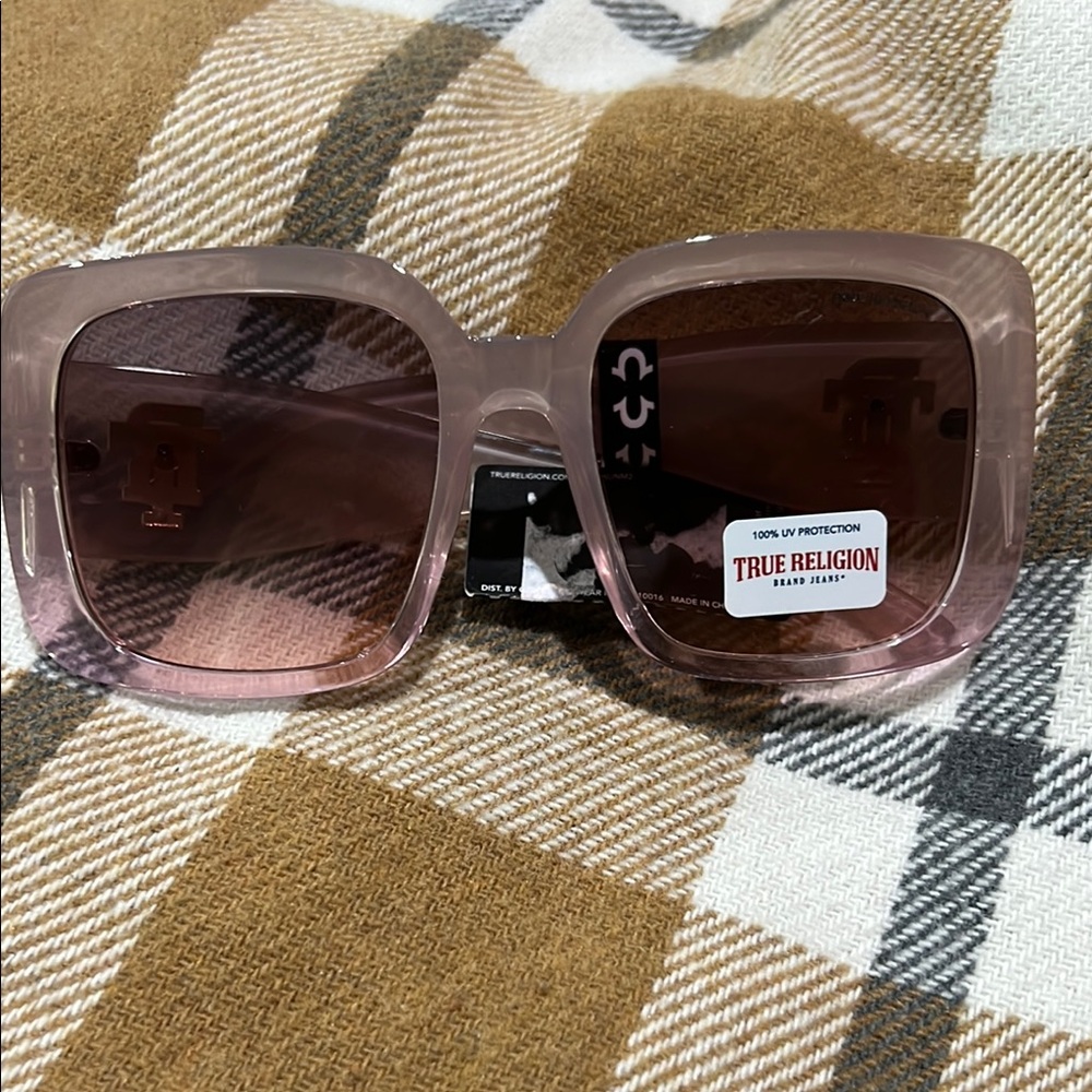 True Religion Translucent Pink Square Sunglasses